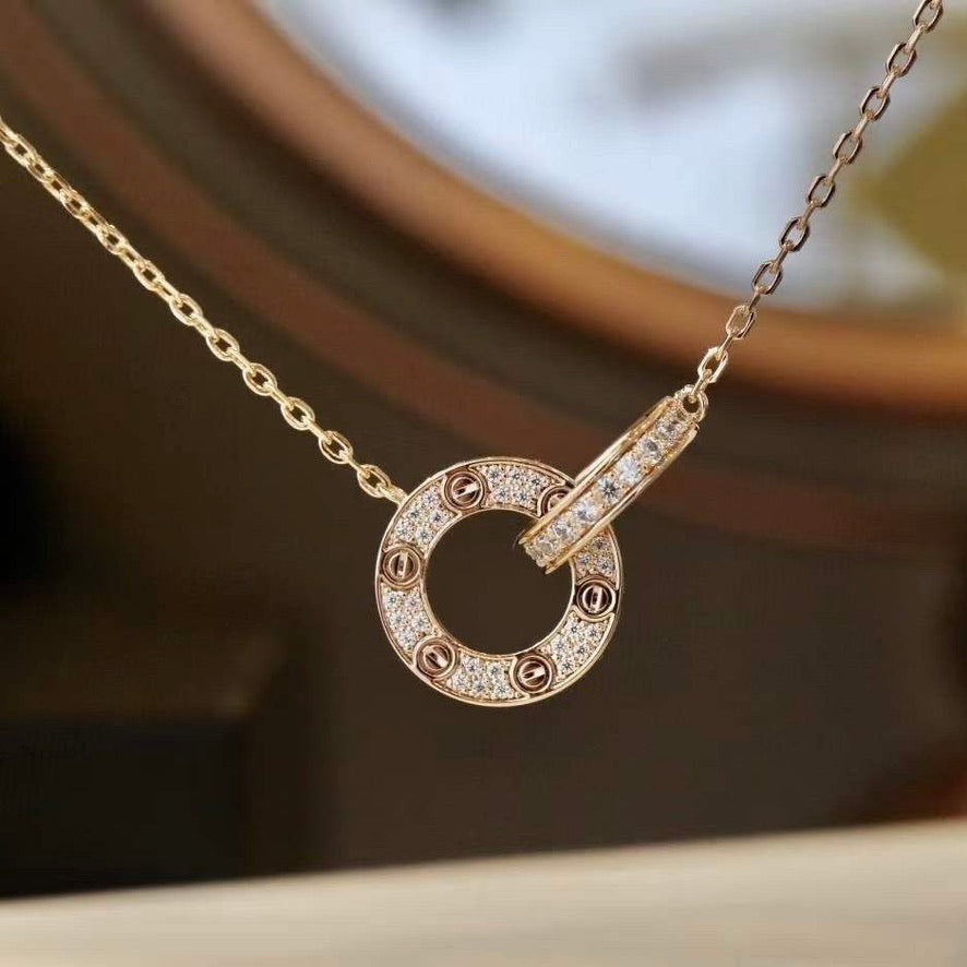 [Stars Jewelry]LOVE  FULL DIAMOND PENDANT NECKLACE