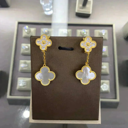 [Stars Jewelry]CLOVER  2 MOTIFS  DIAMOND  EARRINGS (MULTIPLE CHOICESç´