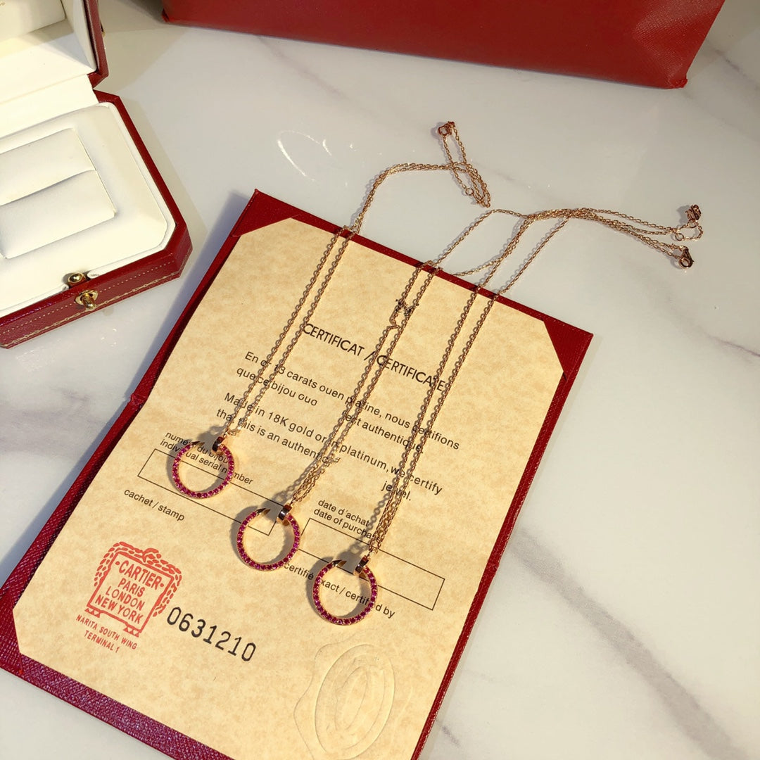 [Stars Jewelry]JUSTE NECKLACE RED FULL DIAMONDS