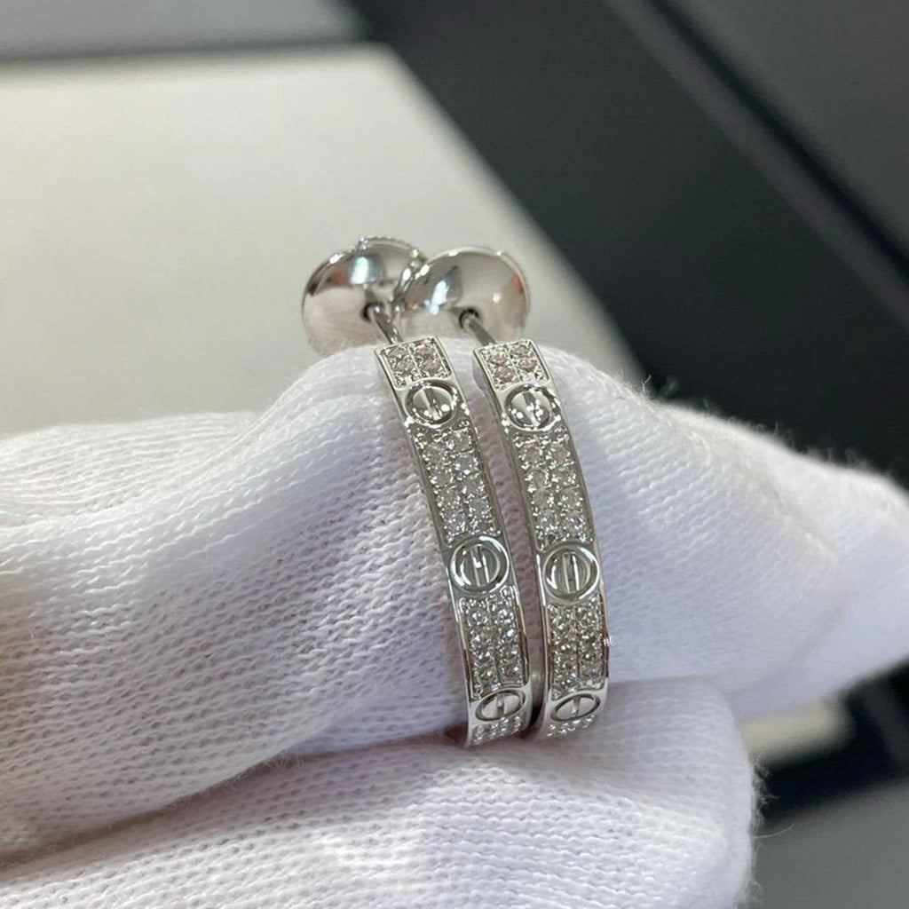 [Stars Jewelry]LOVE EARRINGS 3.6MM DIAMOND PAVED