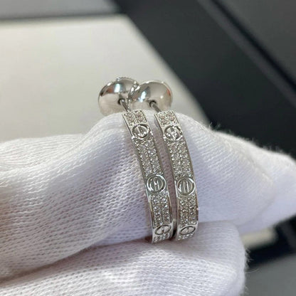 [Stars Jewelry]LOVE EARRINGS 3.6MM DIAMOND PAVED
