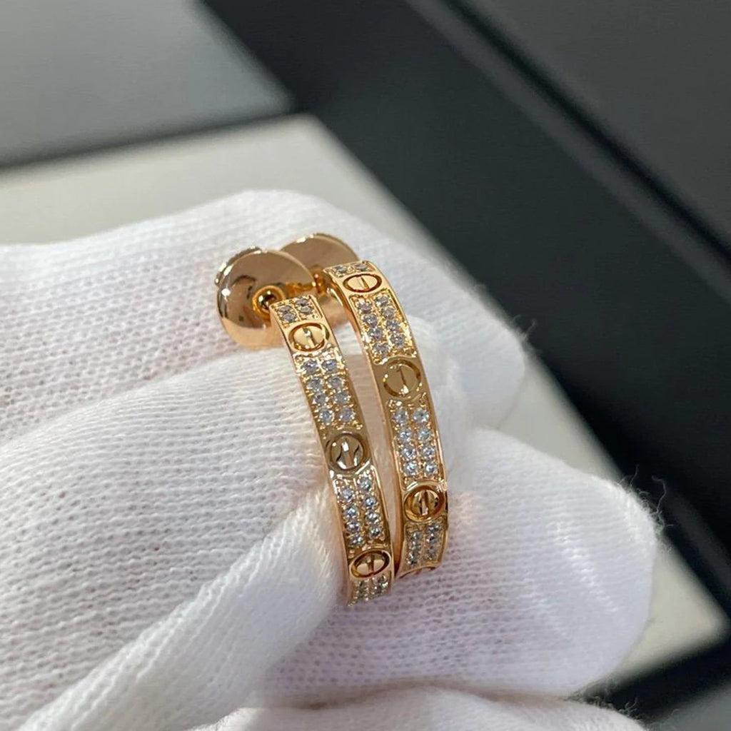 [Stars Jewelry]LOVE EARRINGS 3.6MM DIAMOND PAVED