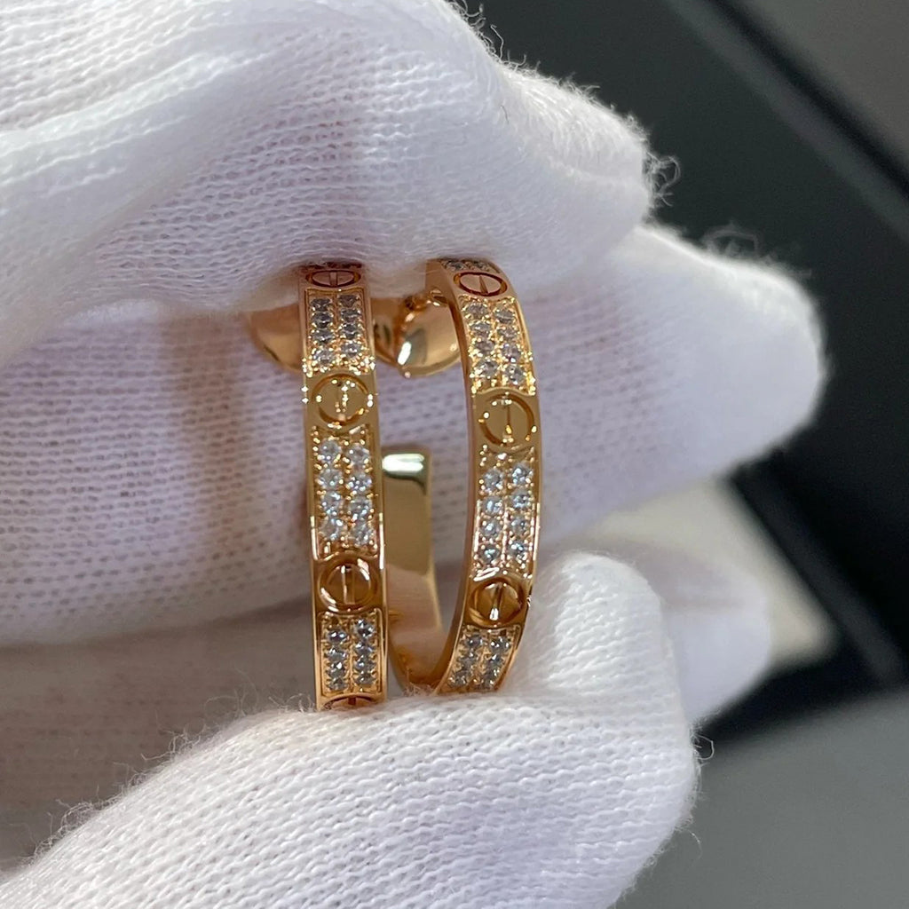 [Stars Jewelry]LOVE EARRINGS 3.6MM DIAMOND PAVED
