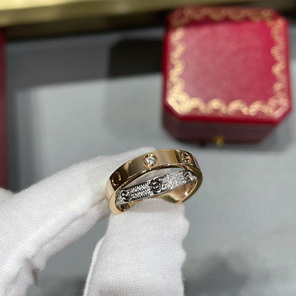 [Stars Jewelry]LOVE PINK GOLD SILVER DIAMOND DOUBLE RING