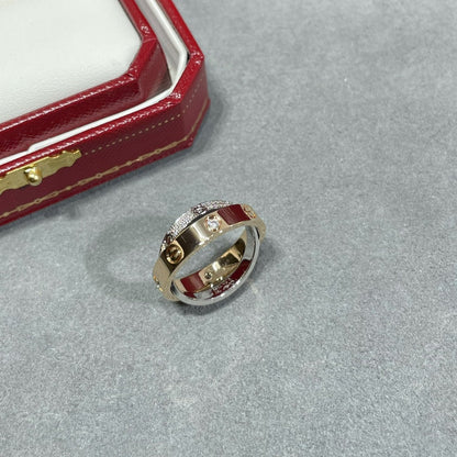 [Stars Jewelry]LOVE PINK GOLD SILVER DIAMOND DOUBLE RING