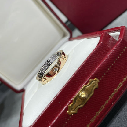 [Stars Jewelry]LOVE PINK GOLD SILVER DIAMOND DOUBLE RING