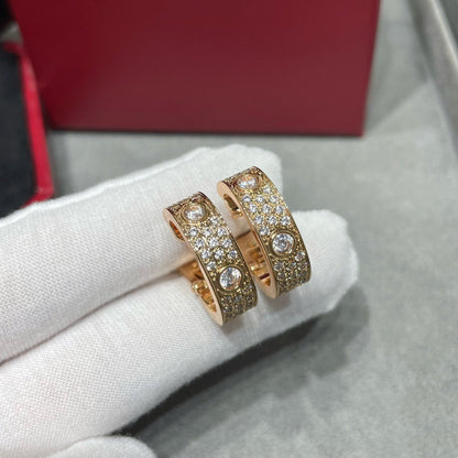 [Stars Jewelry]LOVE 5.5MM DIAMOND PAVED EARRINGS