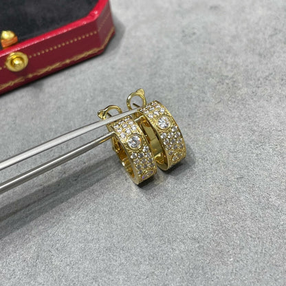 [Stars Jewelry]LOVE 5.5MM DIAMOND PAVED EARRINGS
