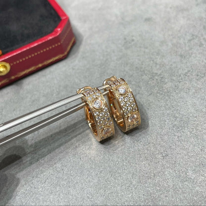 [Stars Jewelry]LOVE 5.5MM DIAMOND PAVED EARRINGS