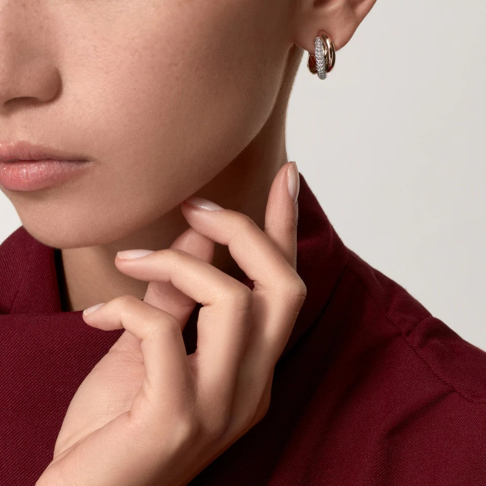 [Stars Jewelry]TRINITY HALF DIAMOND  CLASSIC EARRINGS