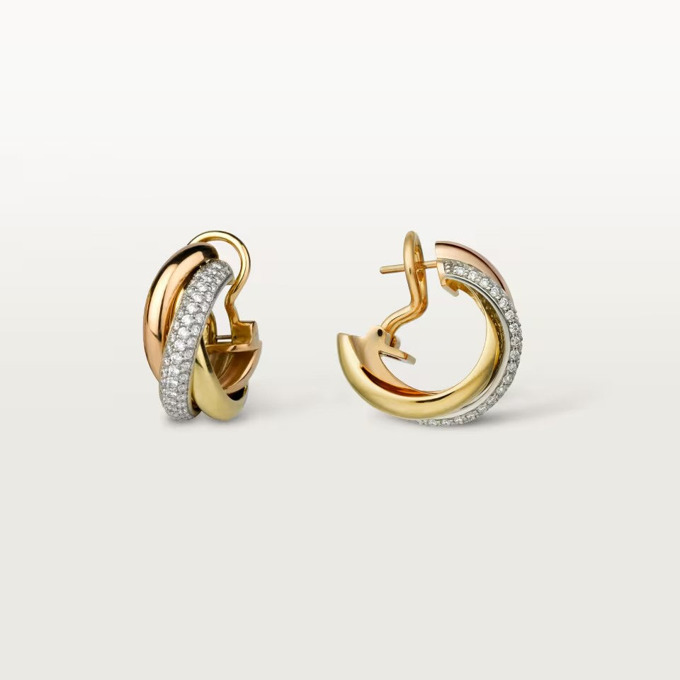 [Stars Jewelry]TRINITY HALF DIAMOND  CLASSIC EARRINGS