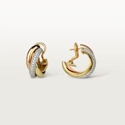 [Stars Jewelry]TRINITY HALF DIAMOND  CLASSIC EARRINGS