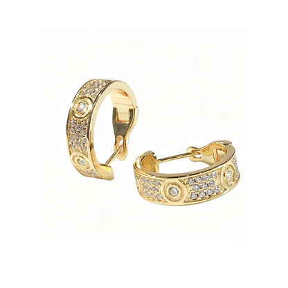 [Stars Jewelry]LOVE 5.5MM DIAMOND PAVED EARRINGS