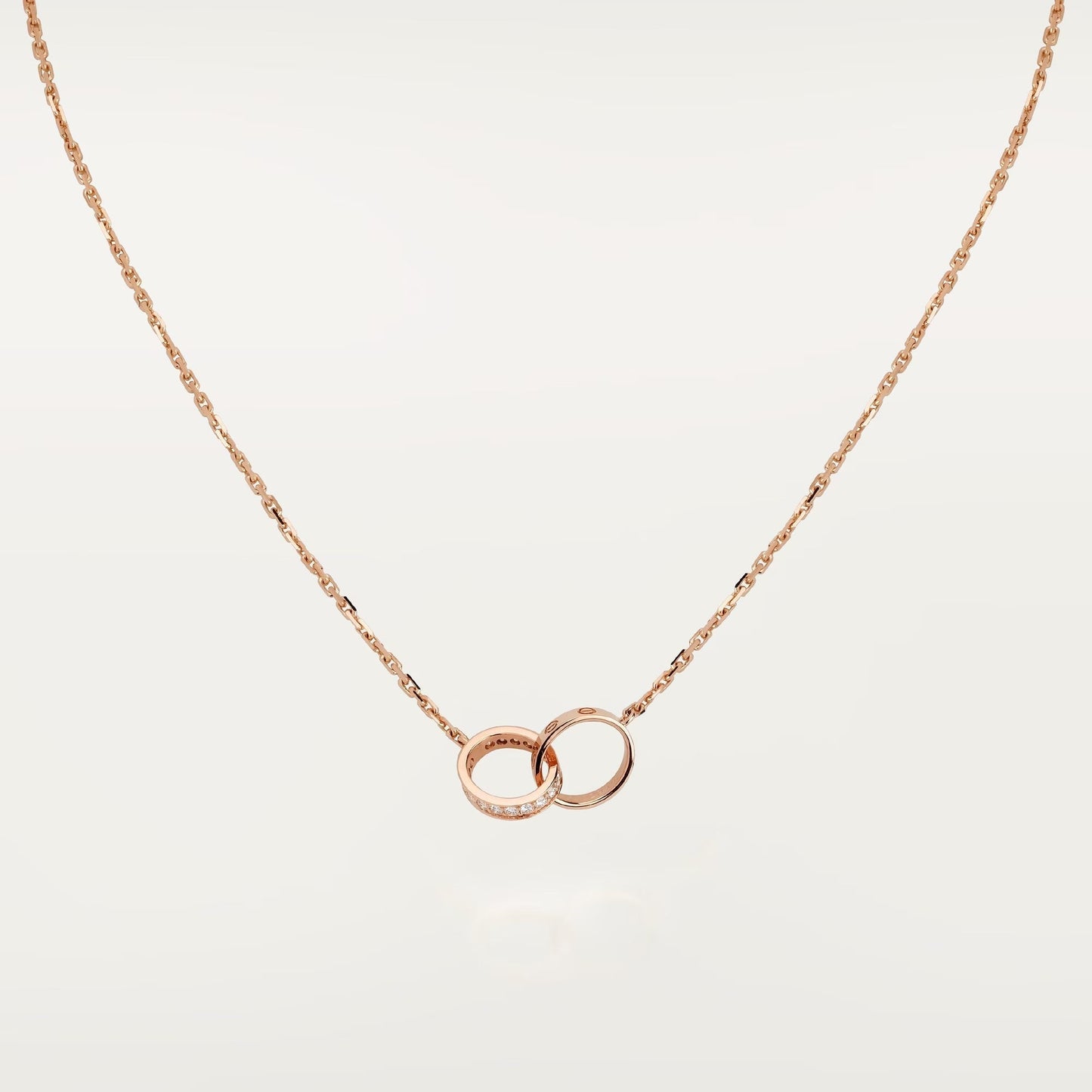[Stars Jewelry]LOVE DOUBLE RING HALF DIAMOND NECKLACE