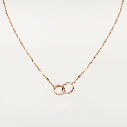[Stars Jewelry]LOVE DOUBLE RING HALF DIAMOND NECKLACE