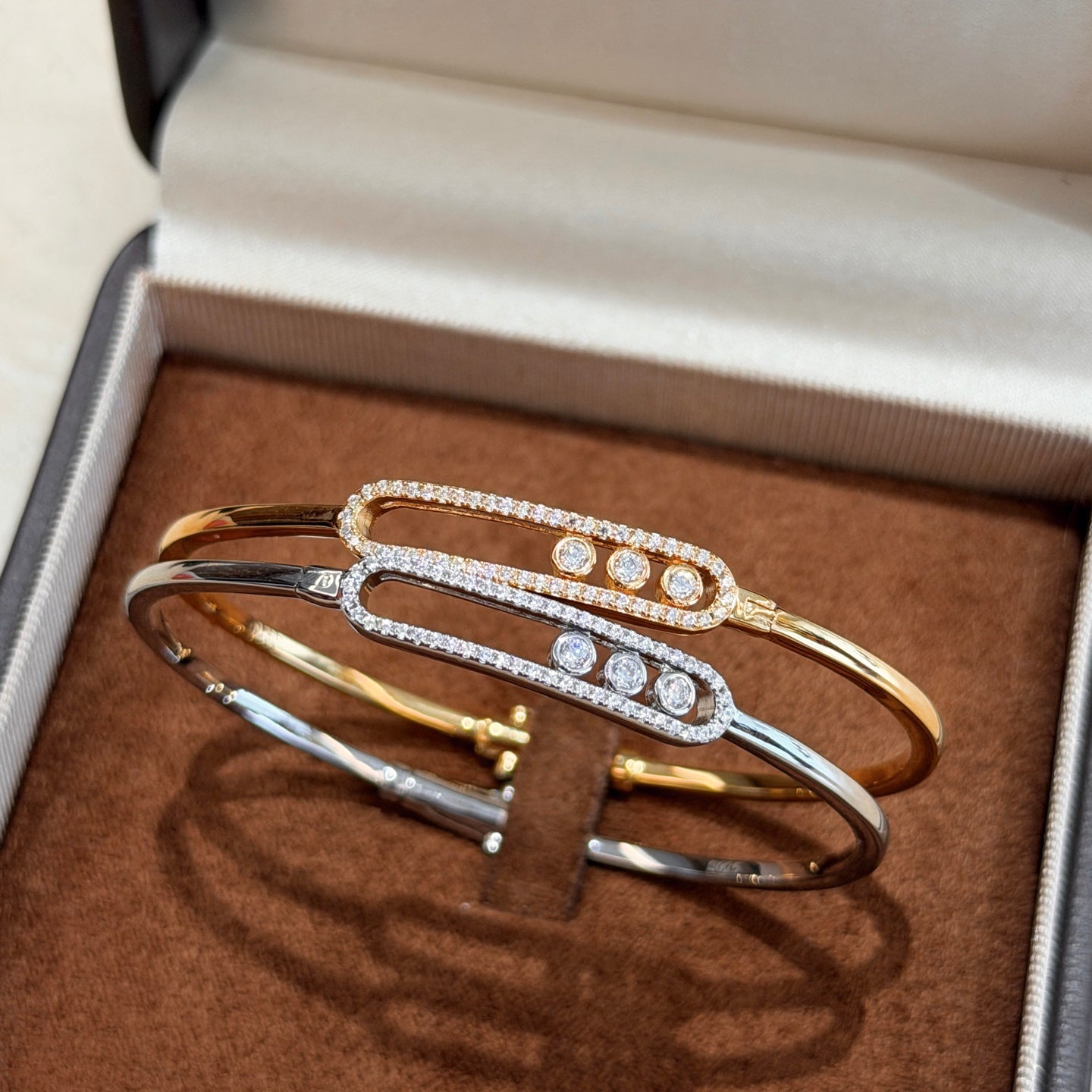 [Stars Jewelry]Move Pavé Diamond Bangle Bracelet M
