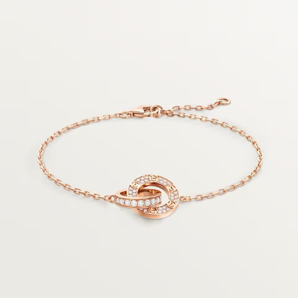 [Stars Jewelry]LOVE DOUBLE RING FULL DIAMOND BRACELET