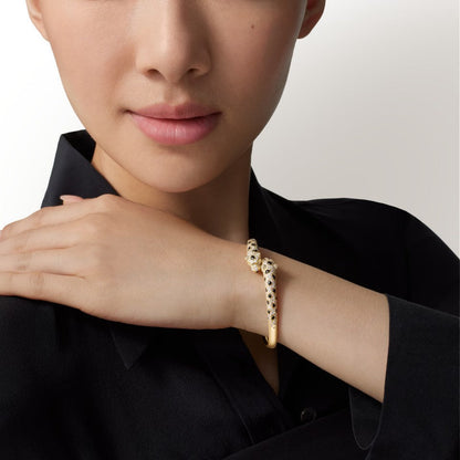 [Stars Jewelry]PANTHERE DOUBLE HEADED HALF DIAMOND OPEN BRACELET