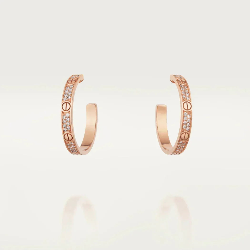 [Stars Jewelry]LOVE EARRINGS 3.6MM DIAMOND PAVED