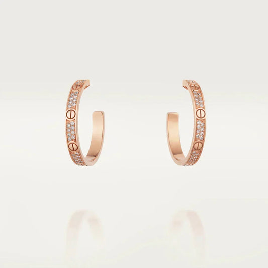 [Stars Jewelry]LOVE EARRINGS 3.6MM DIAMOND PAVED