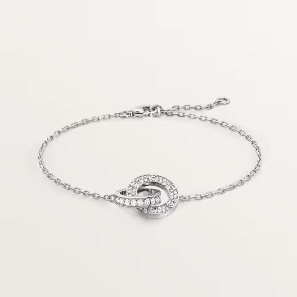 [Stars Jewelry]LOVE DOUBLE RING FULL DIAMOND BRACELET