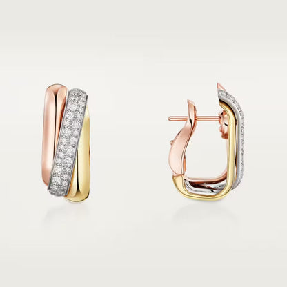 [Stars Jewelry]TRINITY HALF DIAMOND  CUSHION EARRINGS