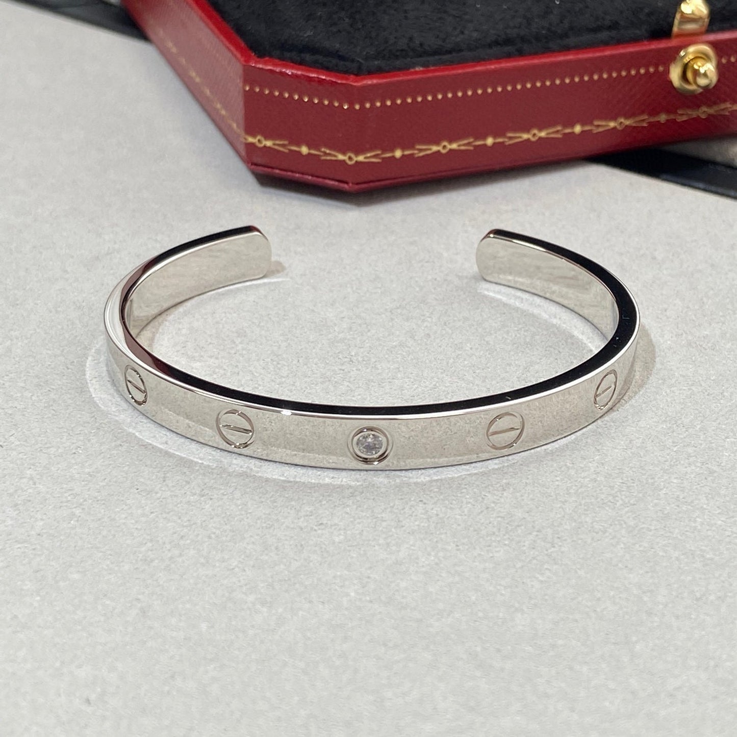 [Stars Jewelry]LOVE BRACELET 6.1MM 1 DIAMOND OPEN CUFF