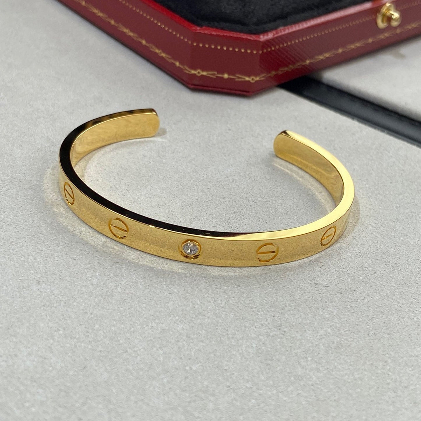 [Stars Jewelry]LOVE BRACELET 6.1MM 1 DIAMOND OPEN CUFF