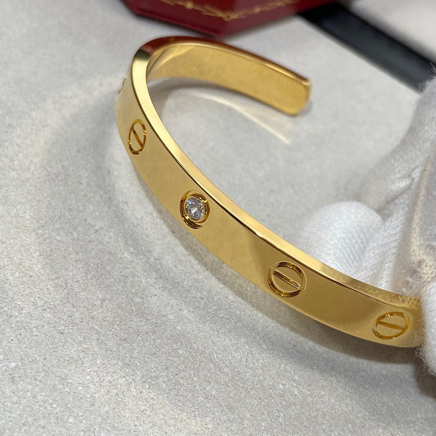 [Stars Jewelry]LOVE BRACELET 6.1MM 1 DIAMOND OPEN CUFF