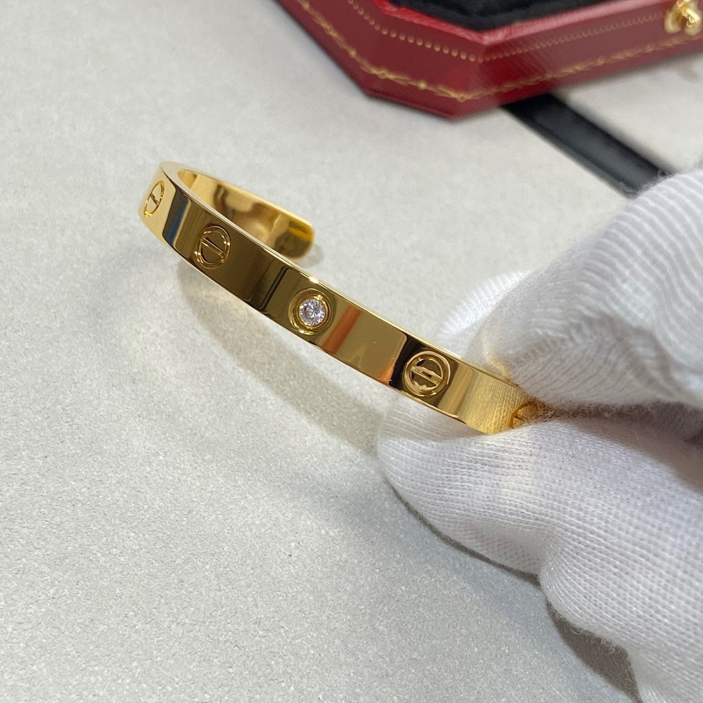 [Stars Jewelry]LOVE BRACELET 6.1MM 1 DIAMOND OPEN CUFF