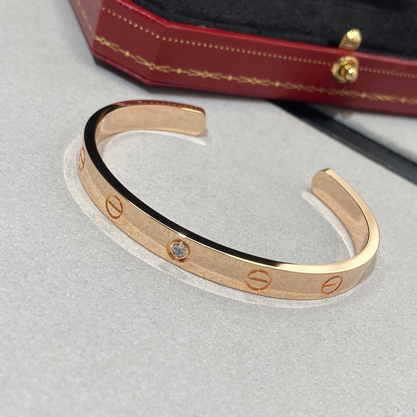 [Stars Jewelry]LOVE BRACELET 6.1MM 1 DIAMOND OPEN CUFF