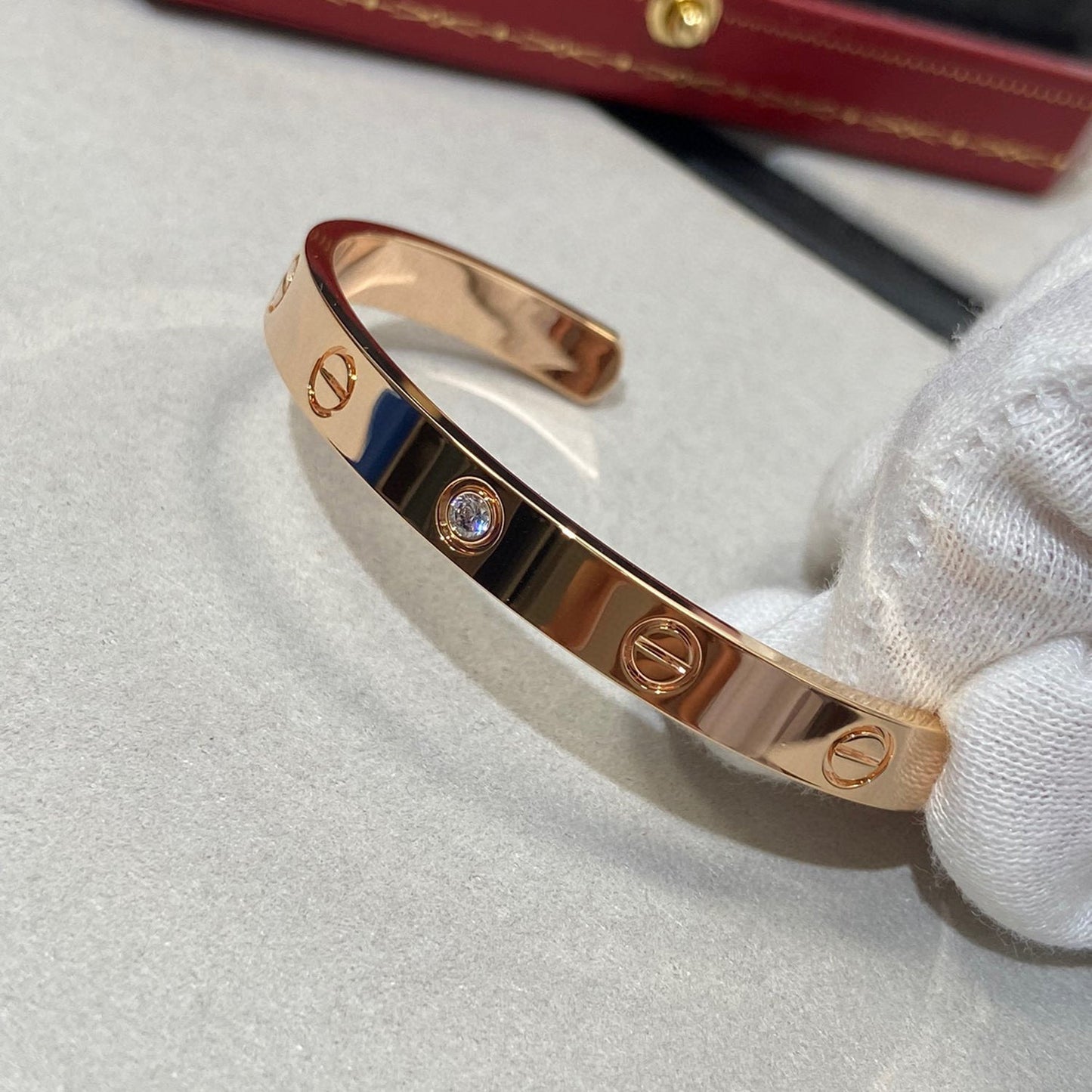 [Stars Jewelry]LOVE BRACELET 6.1MM 1 DIAMOND OPEN CUFF
