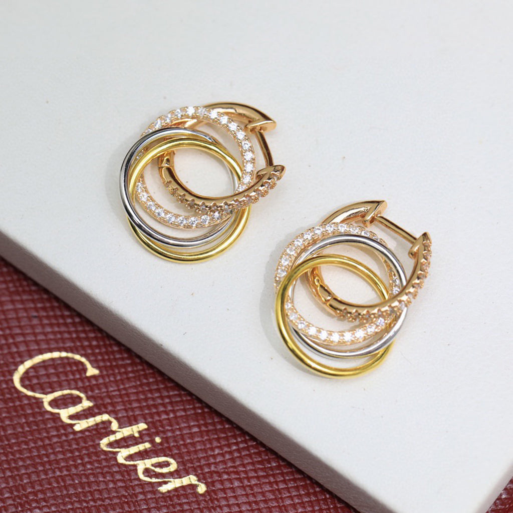 [Stars Jewelry]TRINITY HALF DIAMOND  EARRINGS