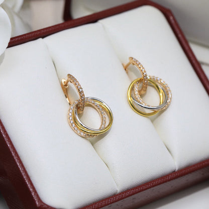 [Stars Jewelry]TRINITY HALF DIAMOND  EARRINGS