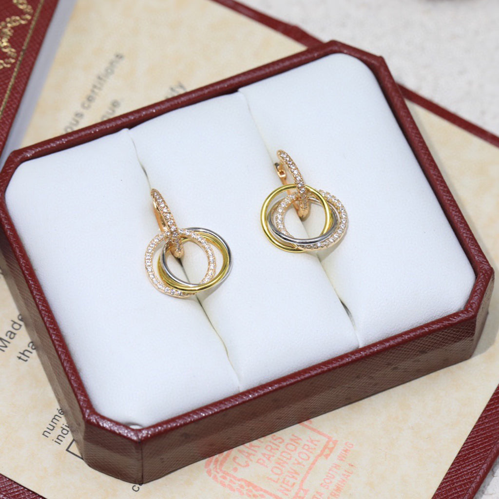 [Stars Jewelry]TRINITY HALF DIAMOND  EARRINGS
