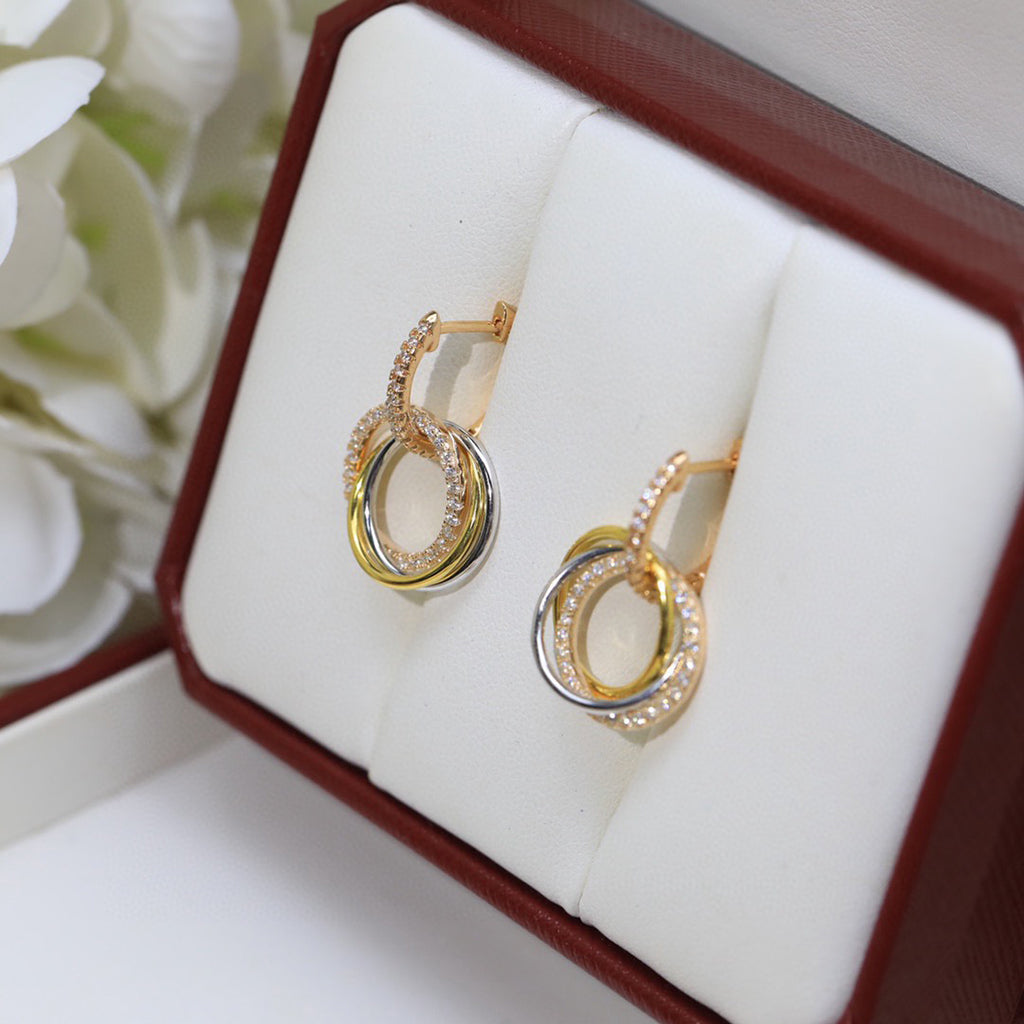 [Stars Jewelry]TRINITY HALF DIAMOND  EARRINGS