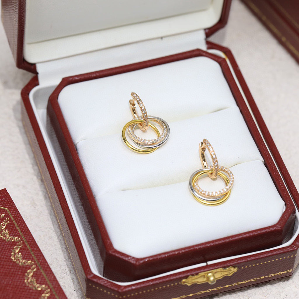 [Stars Jewelry]TRINITY HALF DIAMOND  EARRINGS