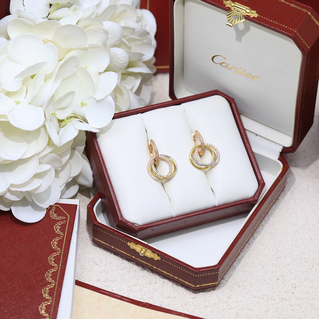 [Stars Jewelry]TRINITY HALF DIAMOND  EARRINGS