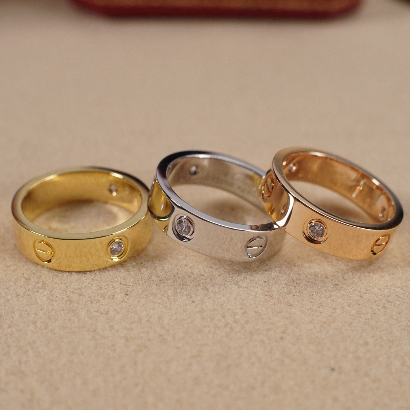 [Stars Jewelry]LOVE 5.5MM 3 DIAMOND RING
