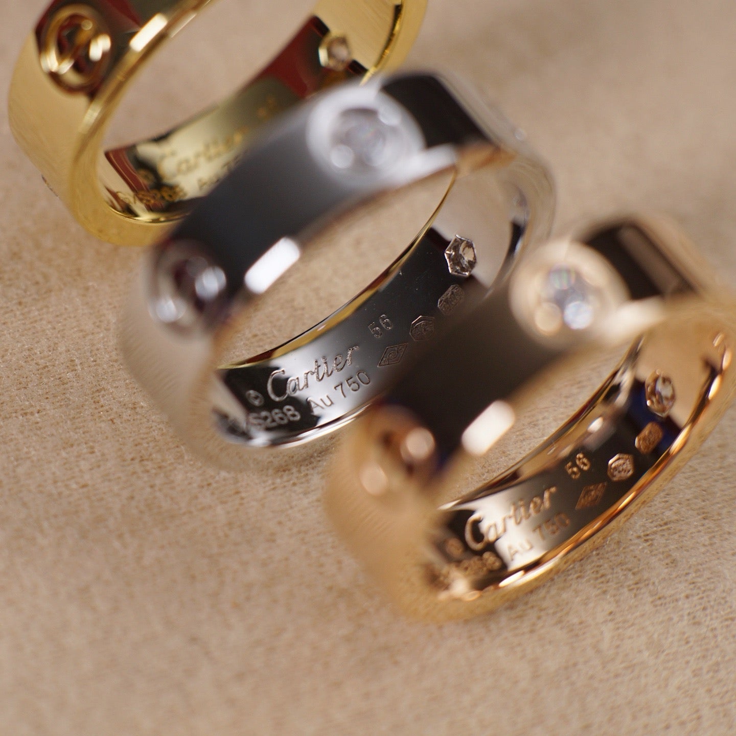 [Stars Jewelry]LOVE 5.5MM 3 DIAMOND RING