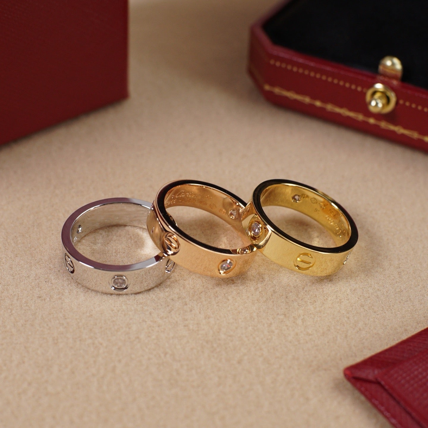 [Stars Jewelry]LOVE 5.5MM 3 DIAMOND RING