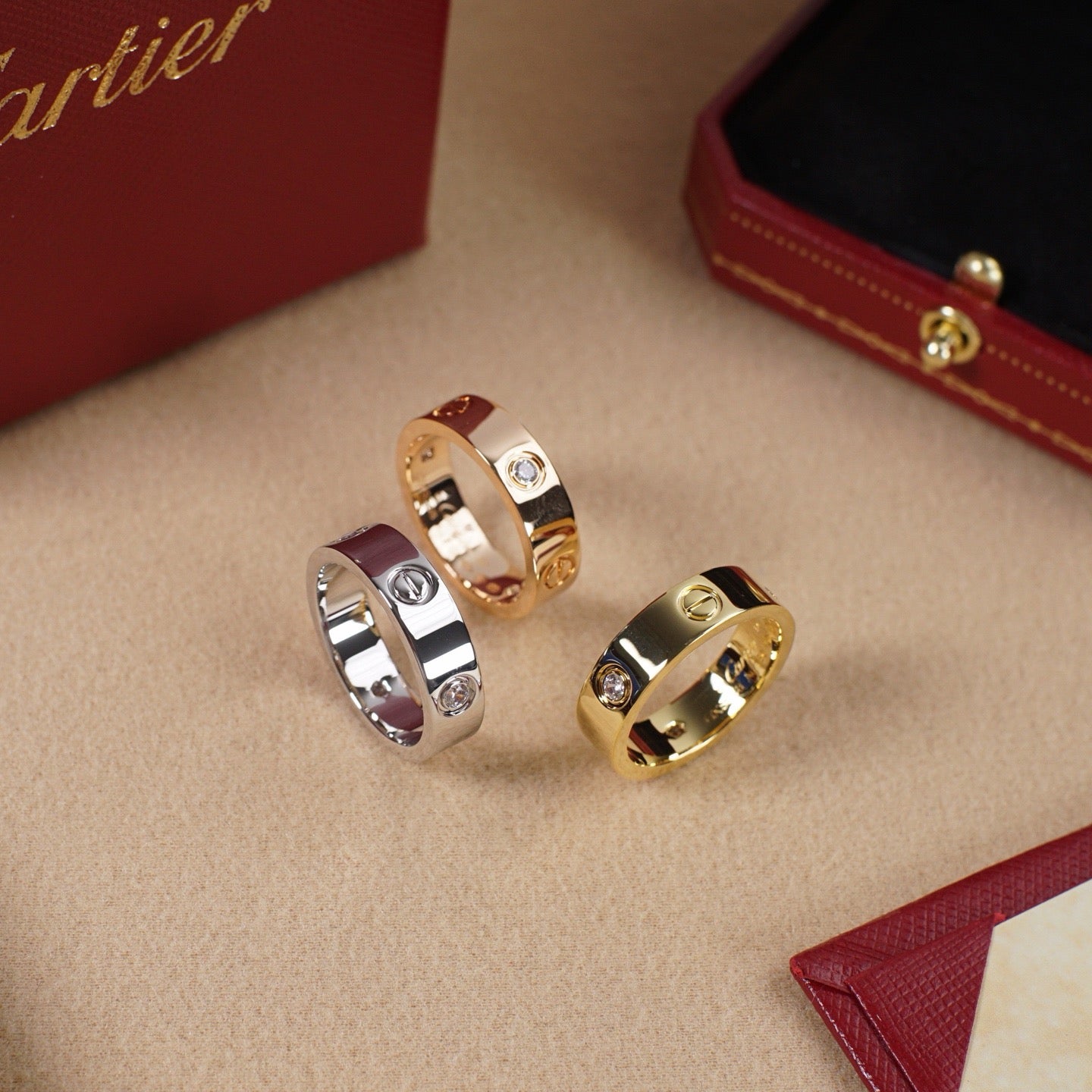 [Stars Jewelry]LOVE 5.5MM 3 DIAMOND RING