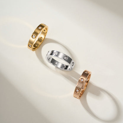 [Stars Jewelry]LOVE 4MM 8 DIAMOND RING