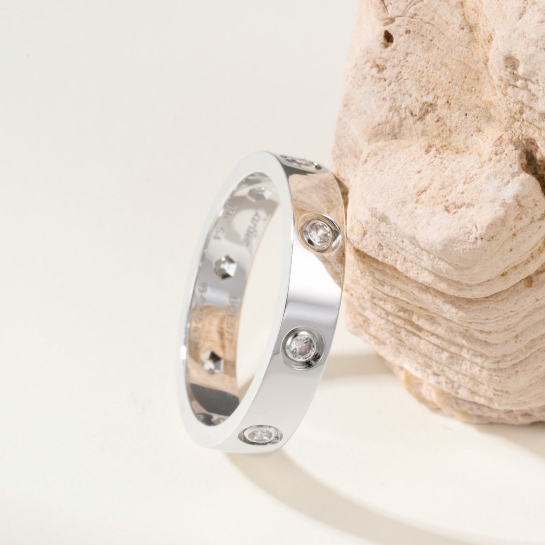 [Stars Jewelry]LOVE 4MM 8 DIAMOND RING