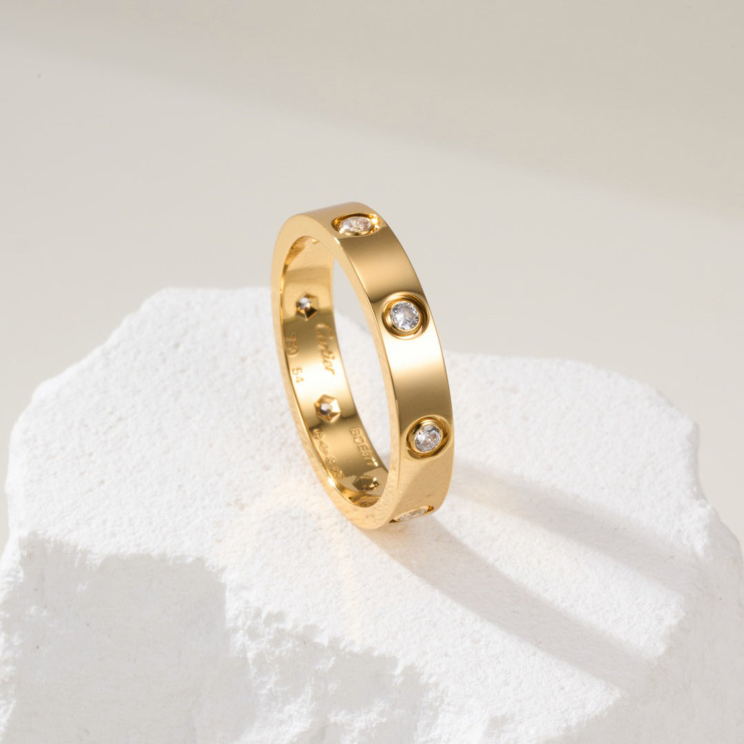 [Stars Jewelry]LOVE 4MM 8 DIAMOND RING