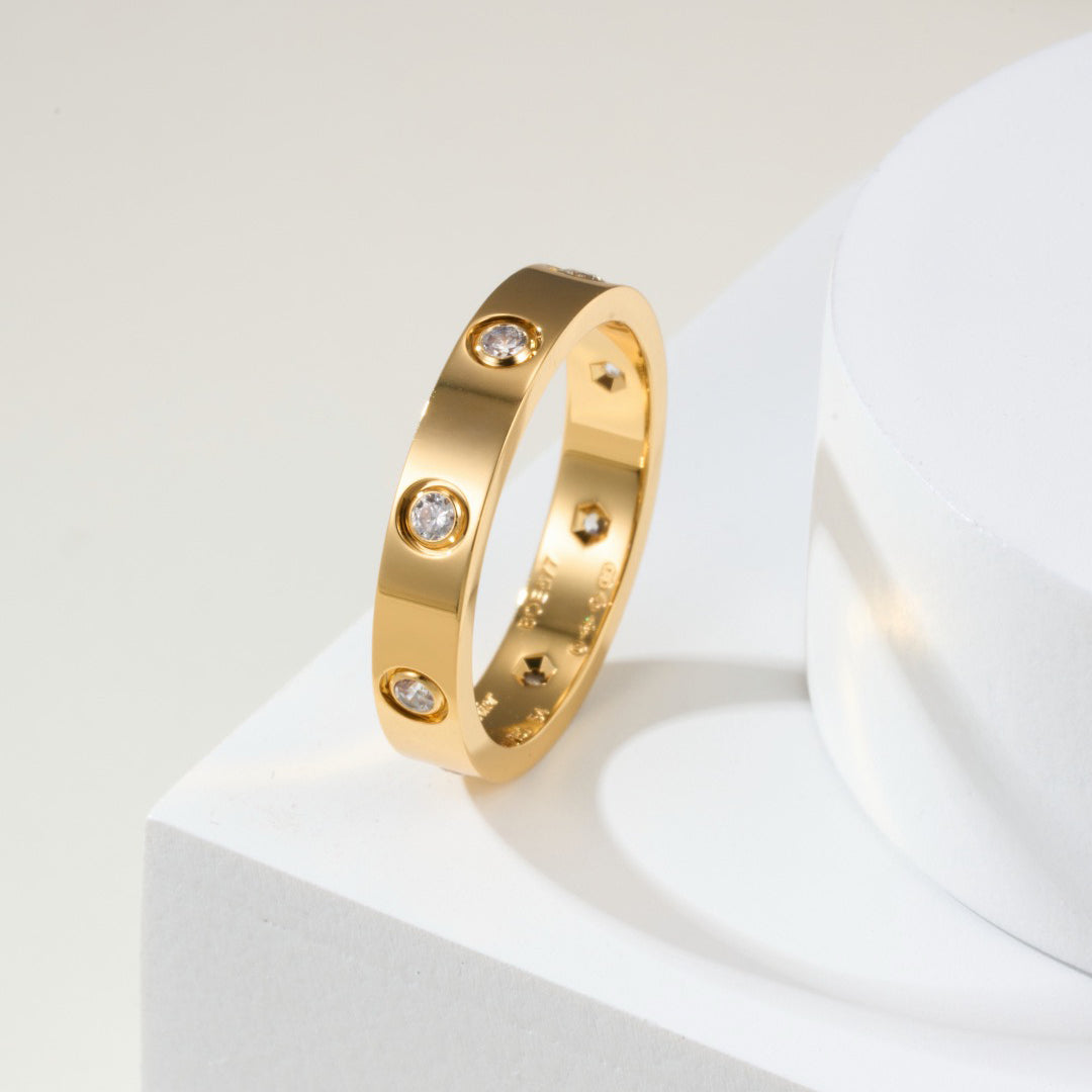 [Stars Jewelry]LOVE 4MM 8 DIAMOND RING