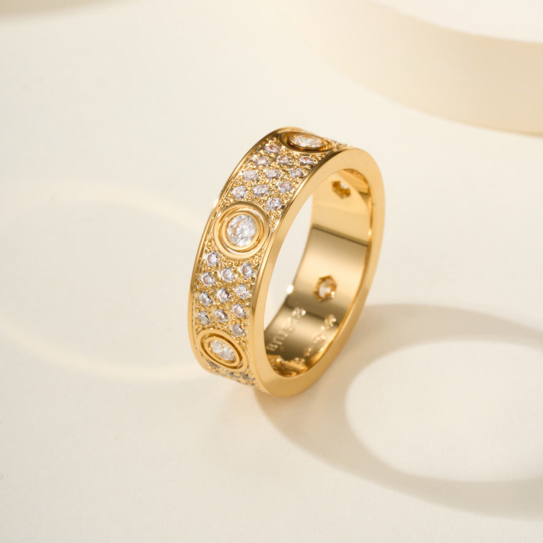 [Stars Jewelry]LOVE 5.5MM FULL-PAVE 6-DIAMOND RING