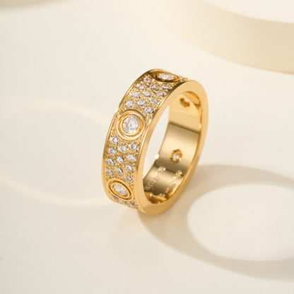[Stars Jewelry]LOVE 5.5MM FULL-PAVE 6-DIAMOND RING