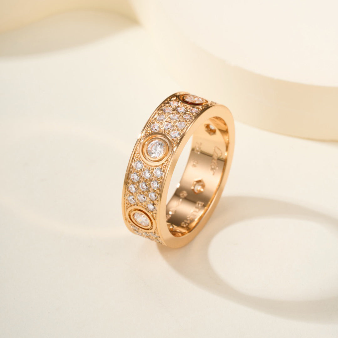 [Stars Jewelry]LOVE 5.5MM FULL-PAVE 6-DIAMOND RING