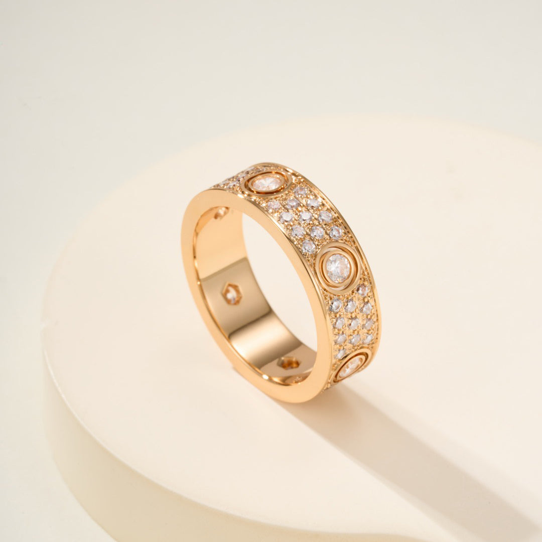 [Stars Jewelry]LOVE 5.5MM FULL-PAVE 6-DIAMOND RING